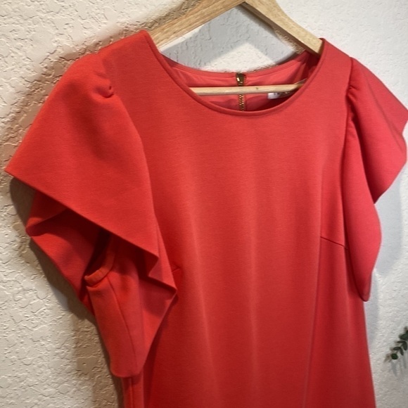 Trina Turk Pink Flutter Sleeve Sheath Dress - Size Small - Picture 3 of 9